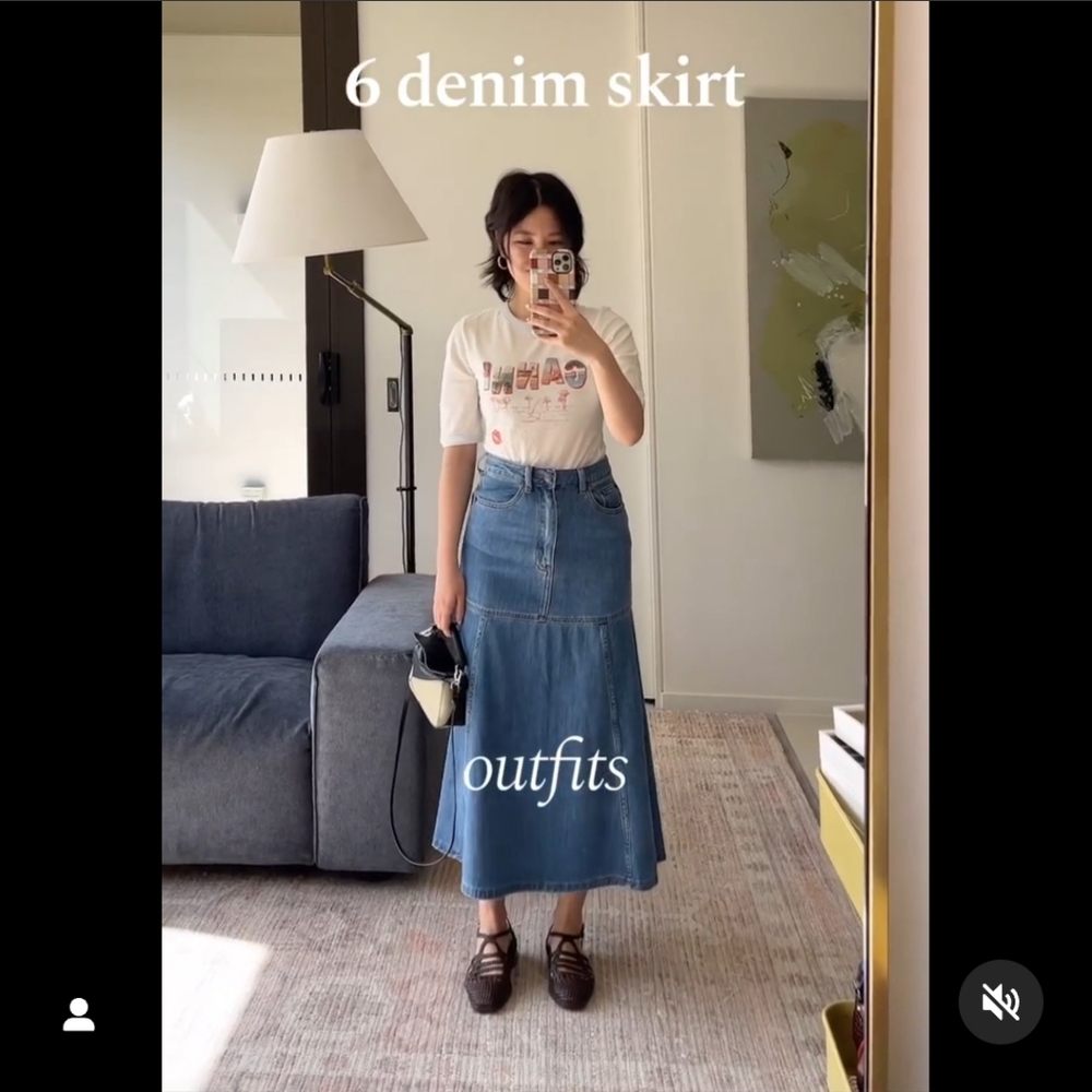 100% Cotton Tessa Denim Midi Skirt Alpha60